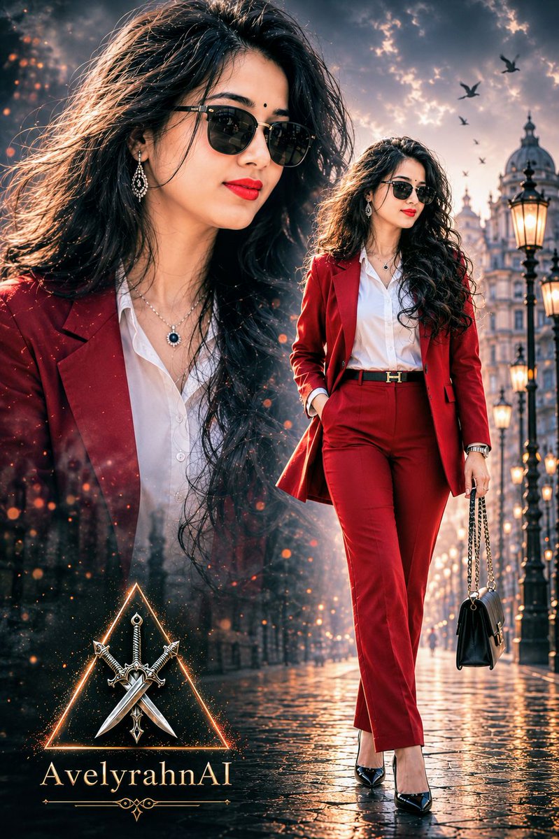 Multi-Exposure Indian Woman Fashion Poster AI image template preview