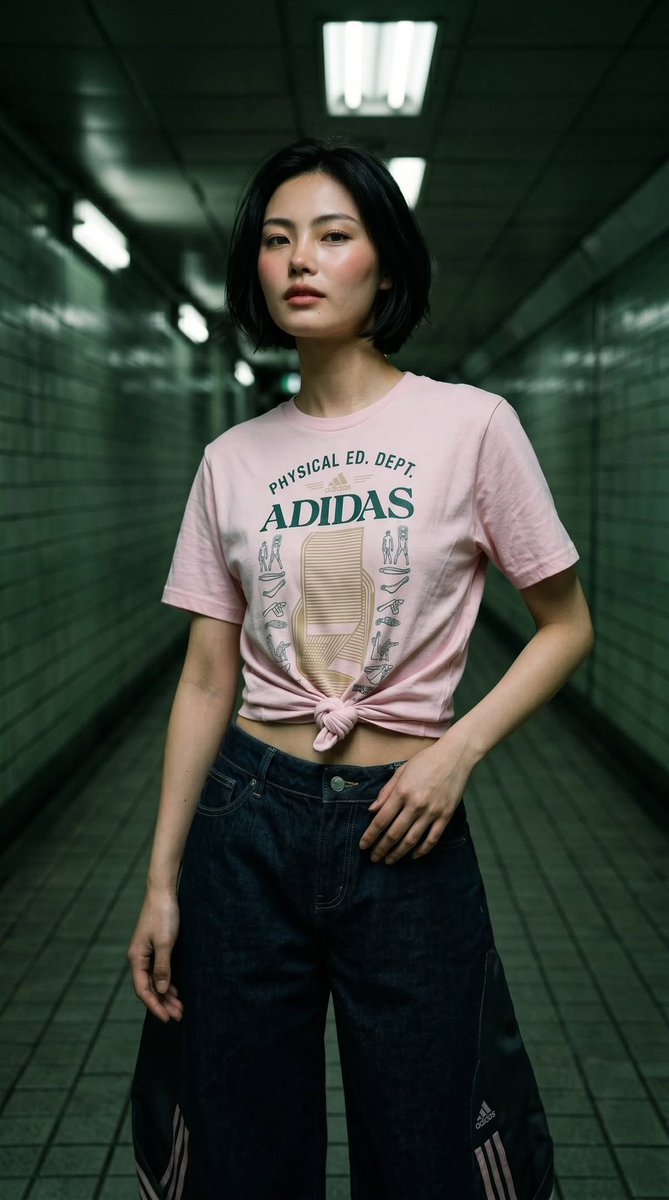 Cyber-Urban Subway Fashion Shot AI image template preview