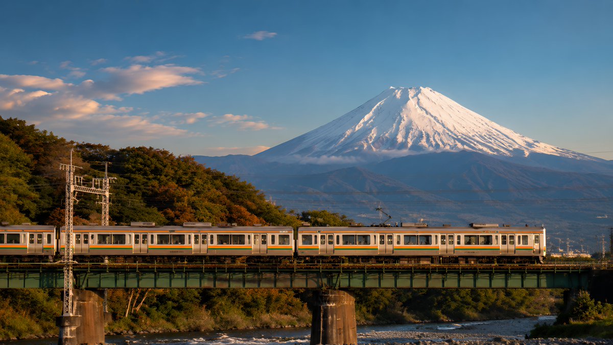 Mount Fuji Train Wallpaper AI image template preview