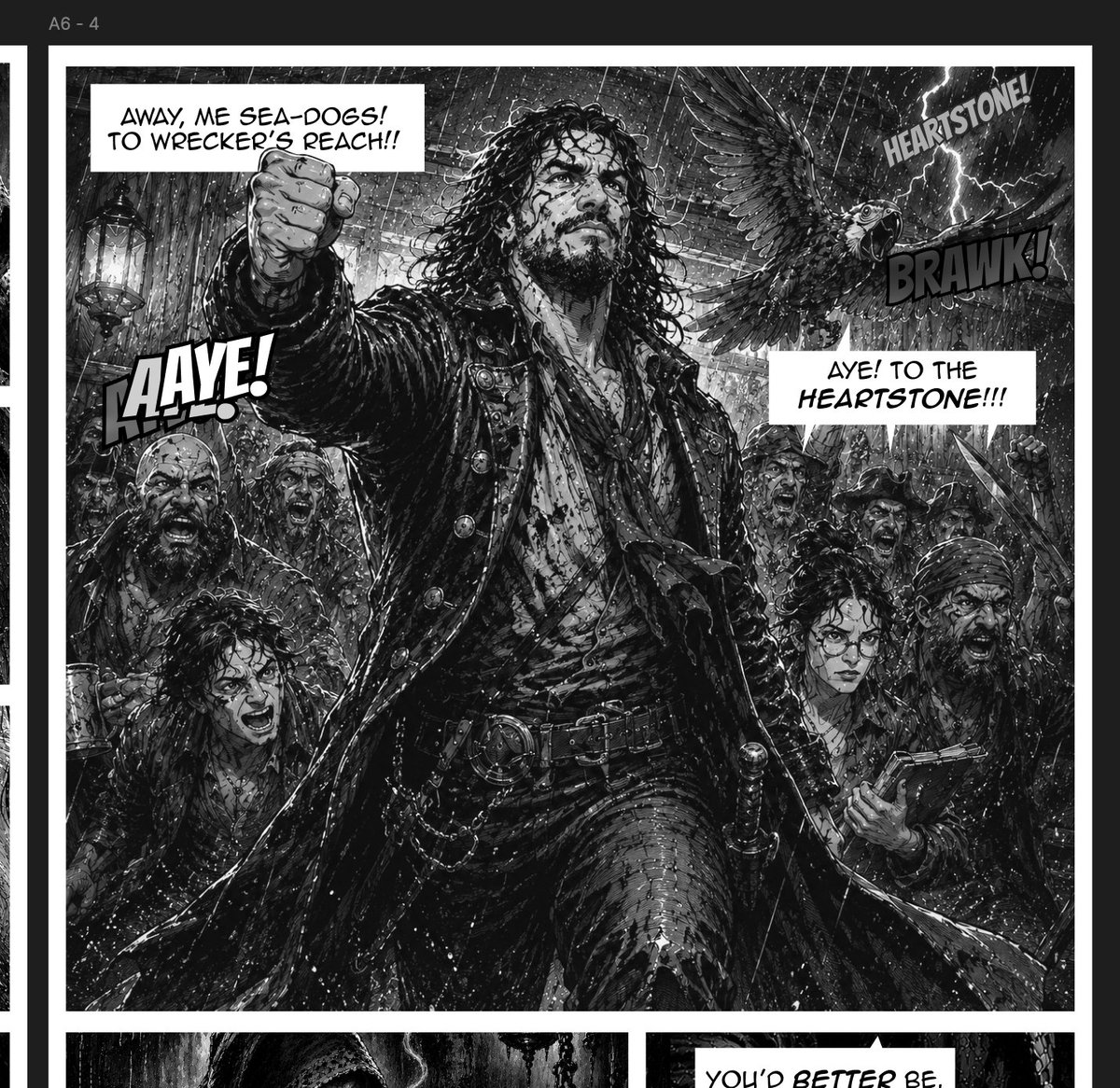 Stormy Pirate Comic Storyboard AI image template preview