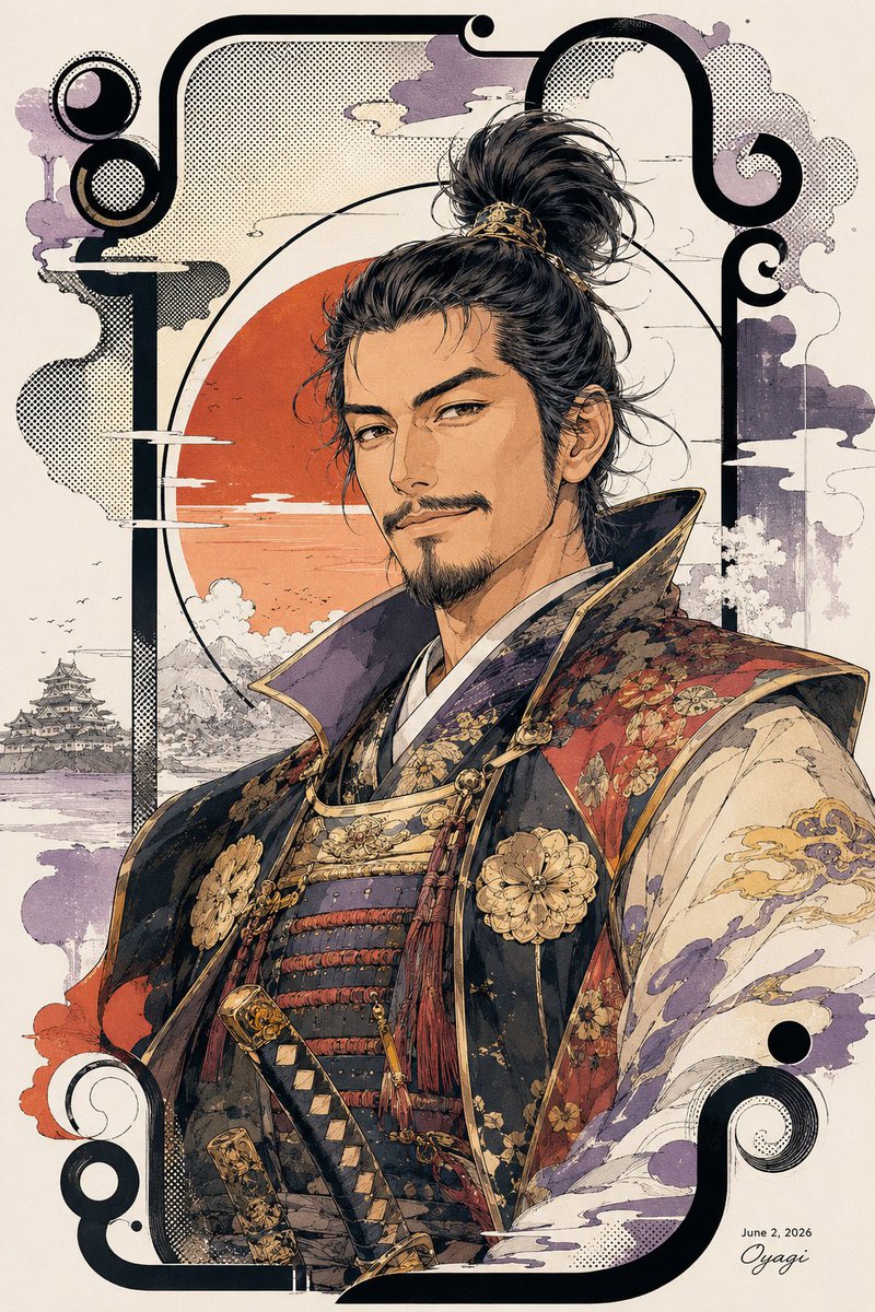 Stylish Nobunaga Ukiyo-e Portrait AI image template preview