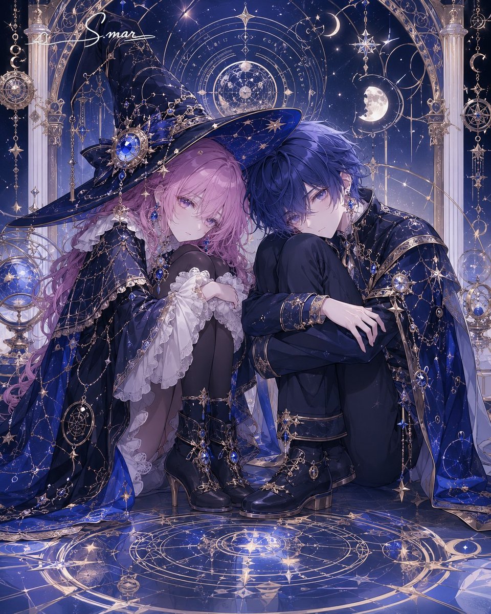 Celestial Magician Duo AI image template preview