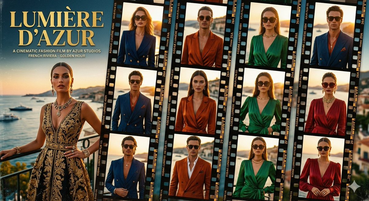 French Riviera Fashion Film Poster AI image template preview