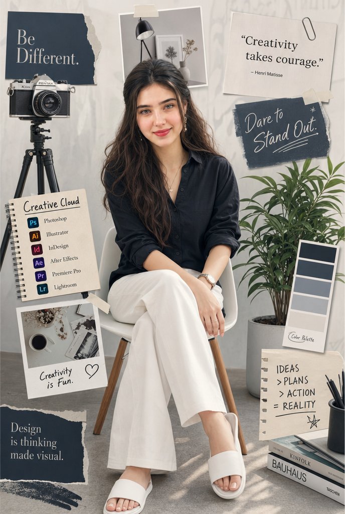 Creative Studio Portrait Mood Board AI image template preview