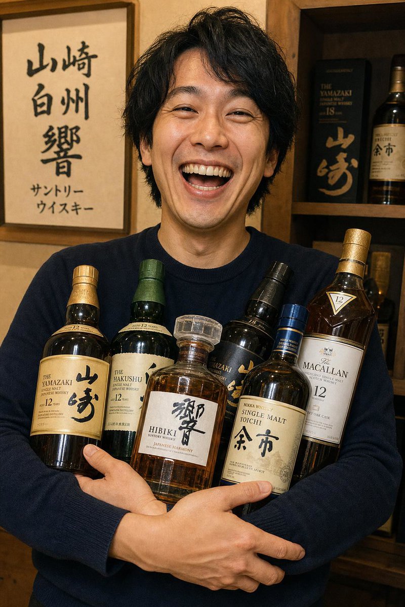 Simple Portrait of a Smiling Man with Whiskey AI image template preview