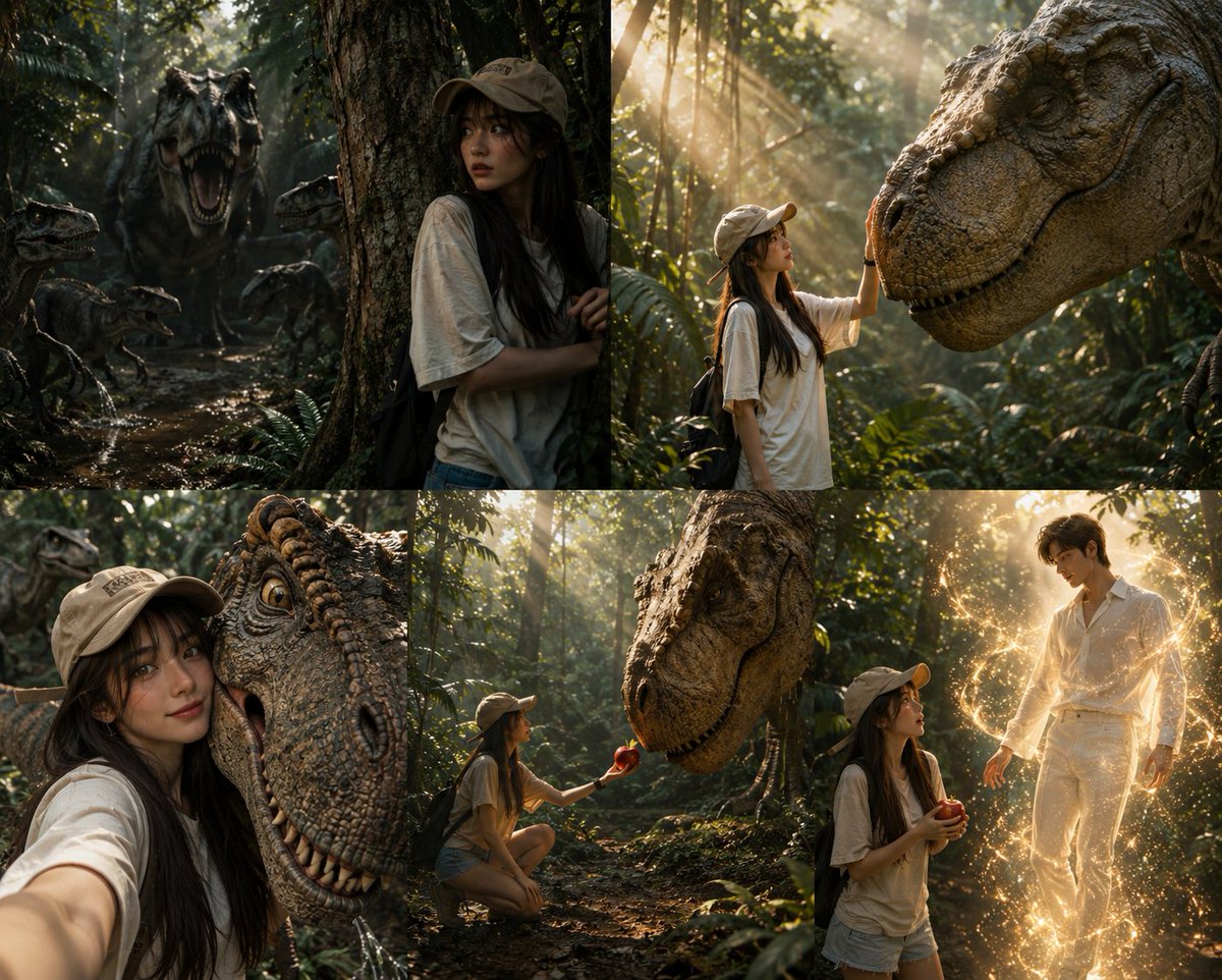 Dinosaur Jungle Adventure Collage AI image template preview