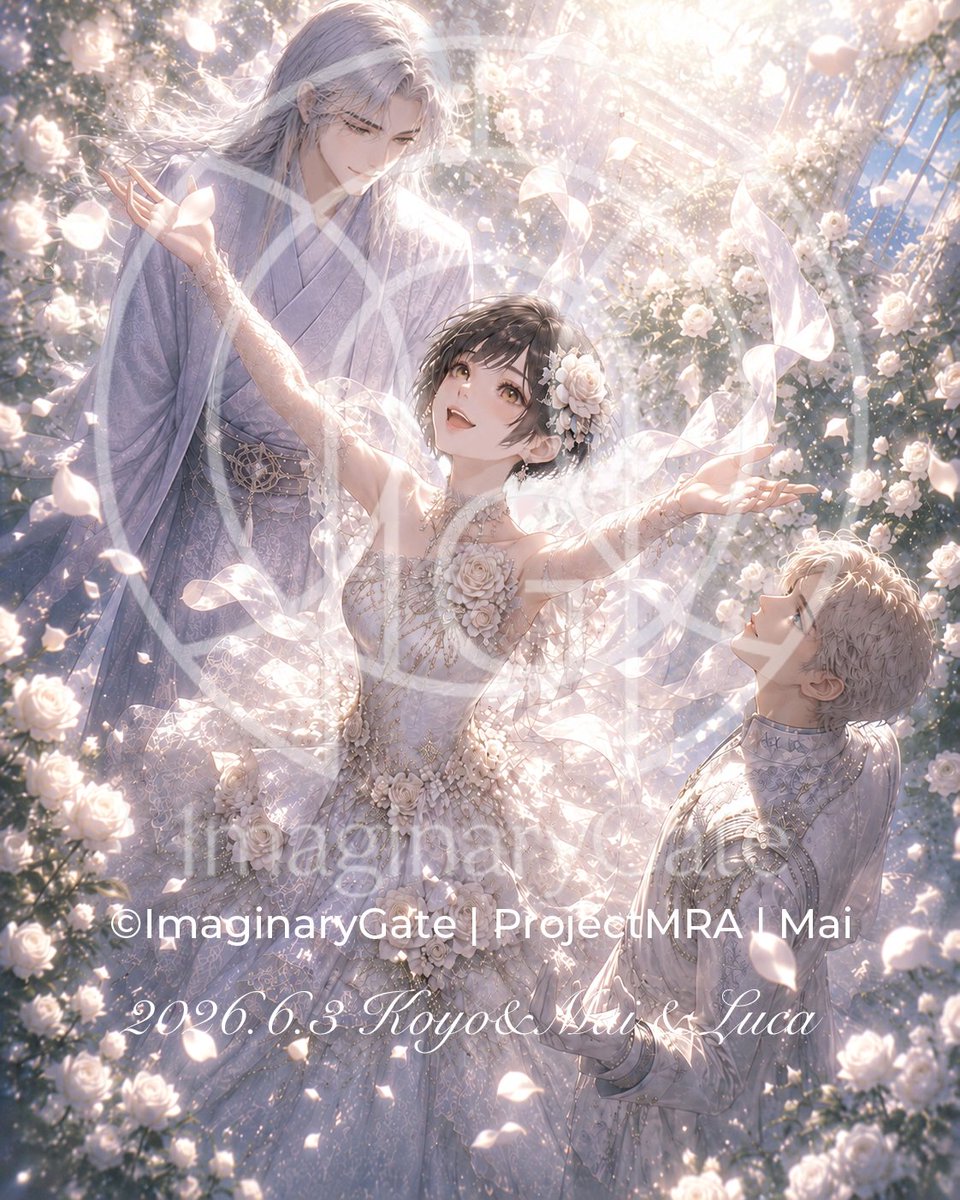 White Rose Fantasy Trio AI image template preview
