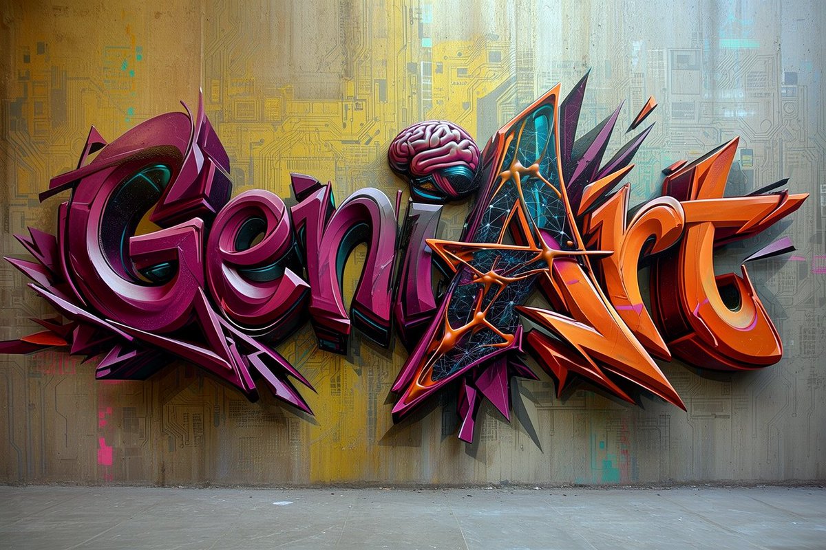Futuristic 3D Graffiti Mural AI image template preview