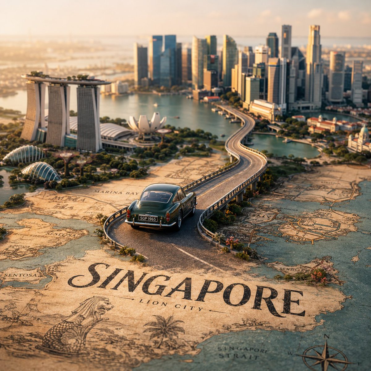 Tilt-Shift City Map Scene AI image template preview