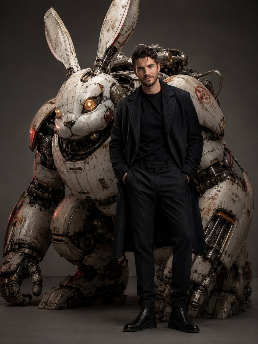 Dieselpunk Mecha Rabbit Companion AI image template preview