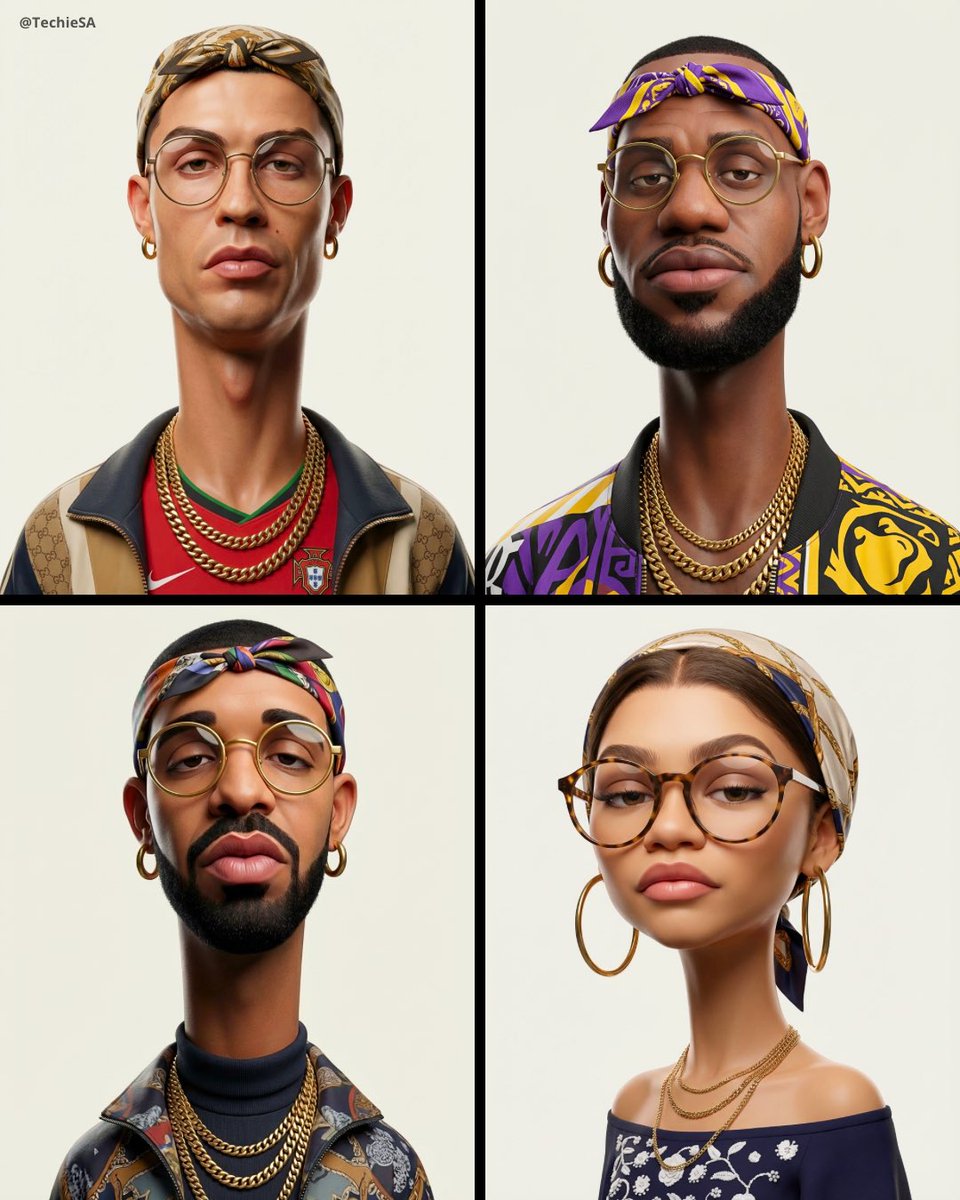 3D Stylized Caricature Fashion Portrait AI image template preview