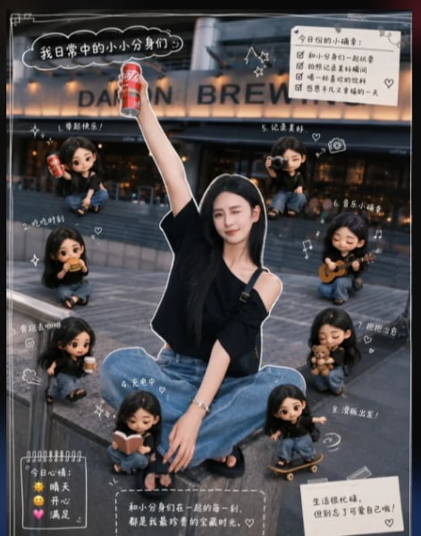 Mini Clone Cafe Selfie Composite AI image template preview