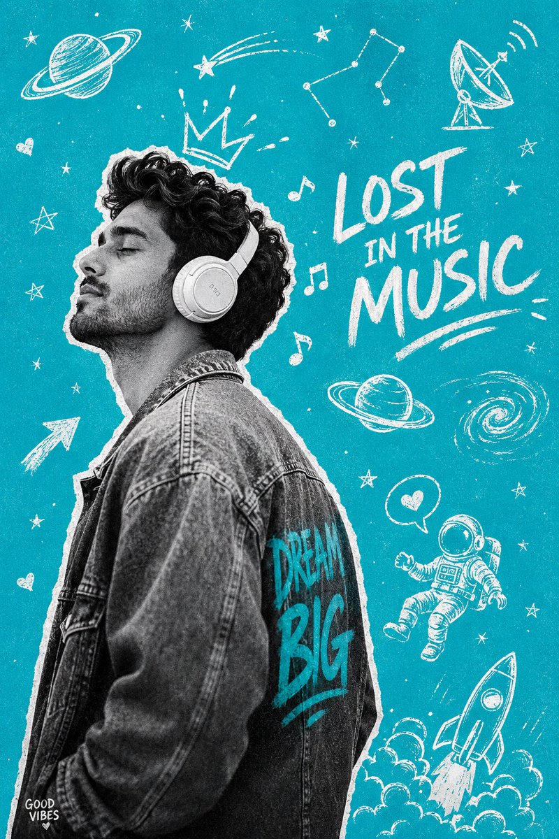 Gen-Z Music Doodle Poster AI image template preview