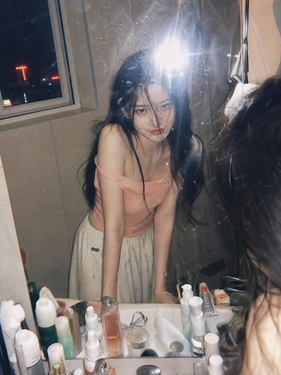 Candid Night Bathroom Portrait AI image template preview