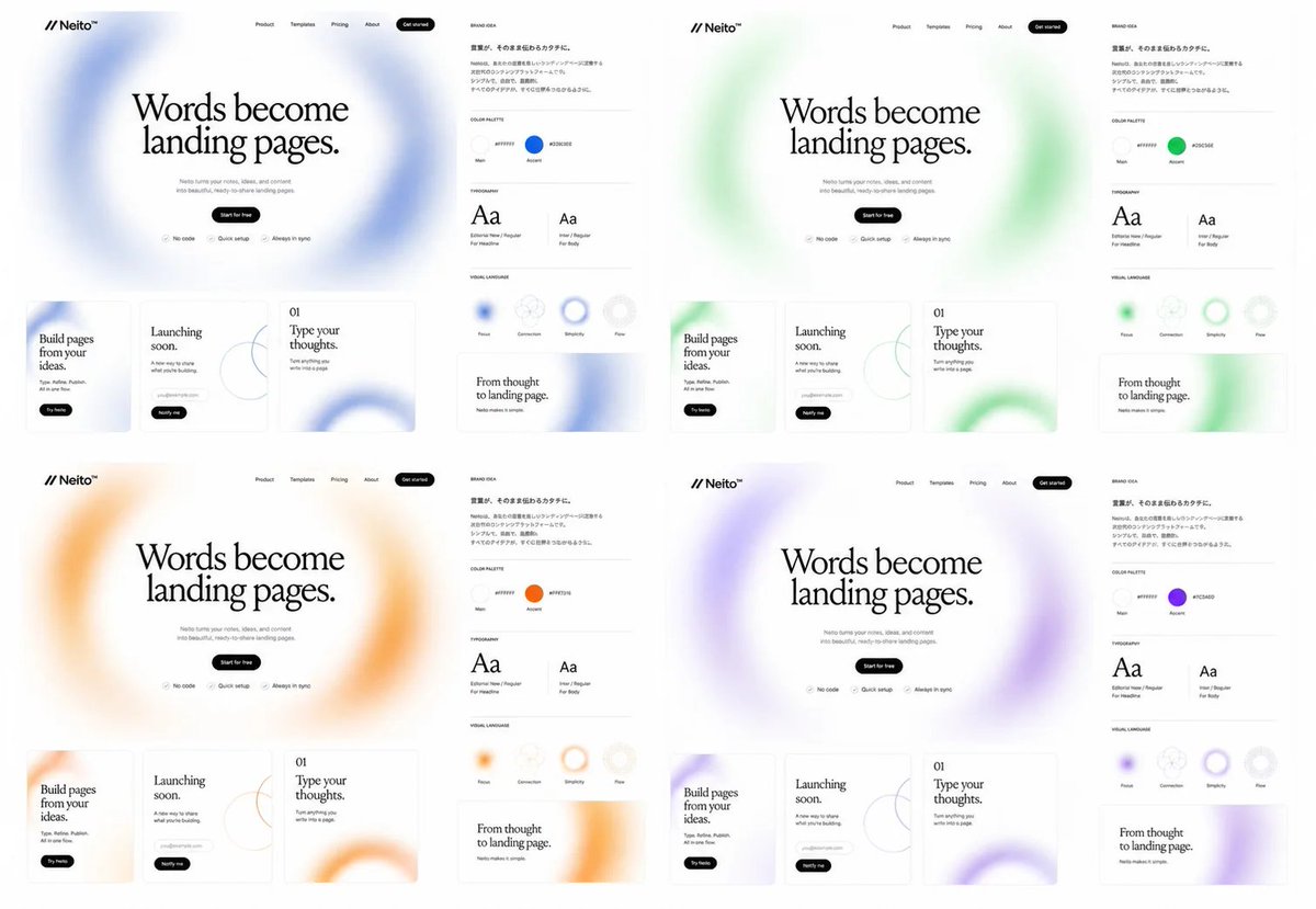 Neito Brand Color Exploration Board AI image template preview
