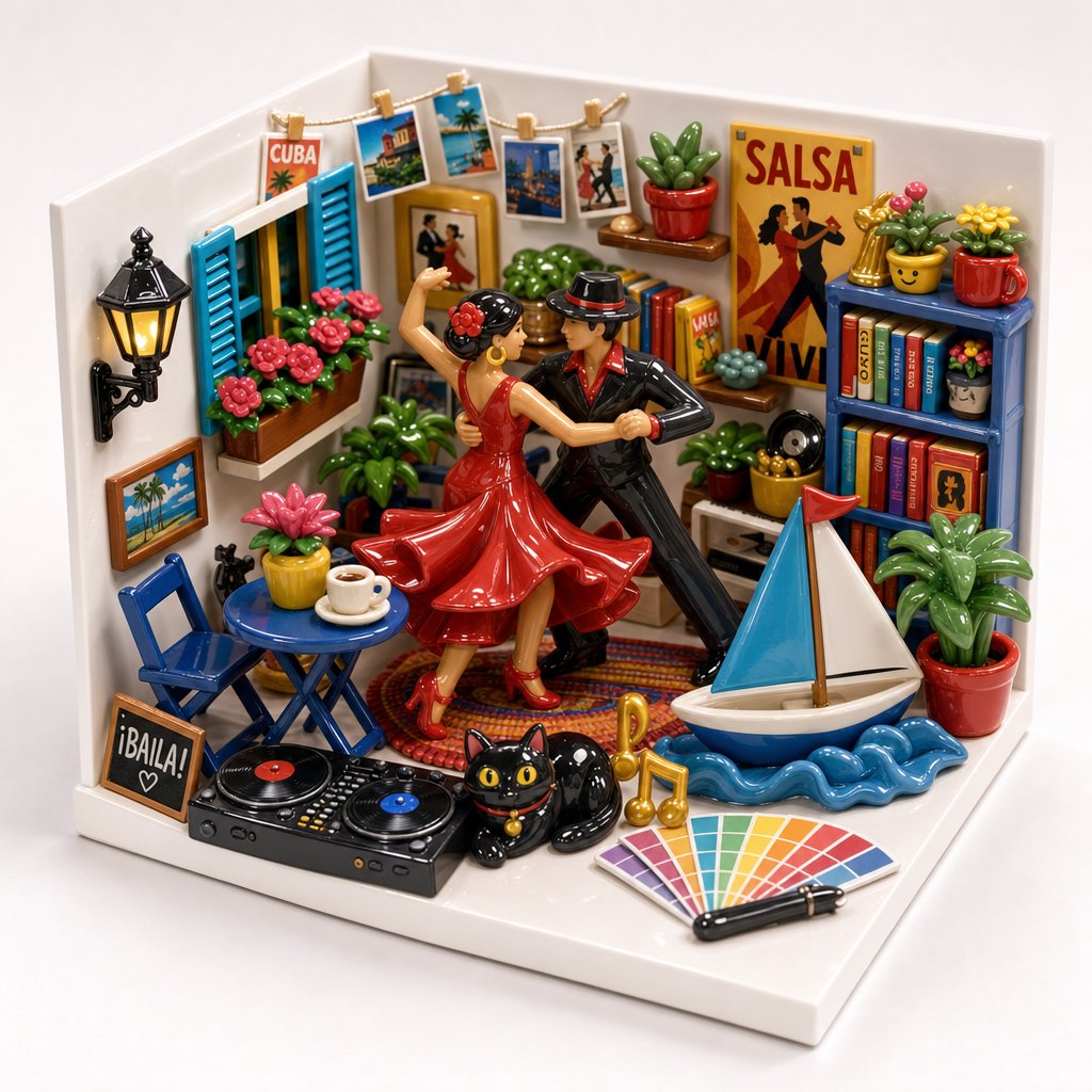 Miniature Salsa Box Garden Diorama AI image template preview