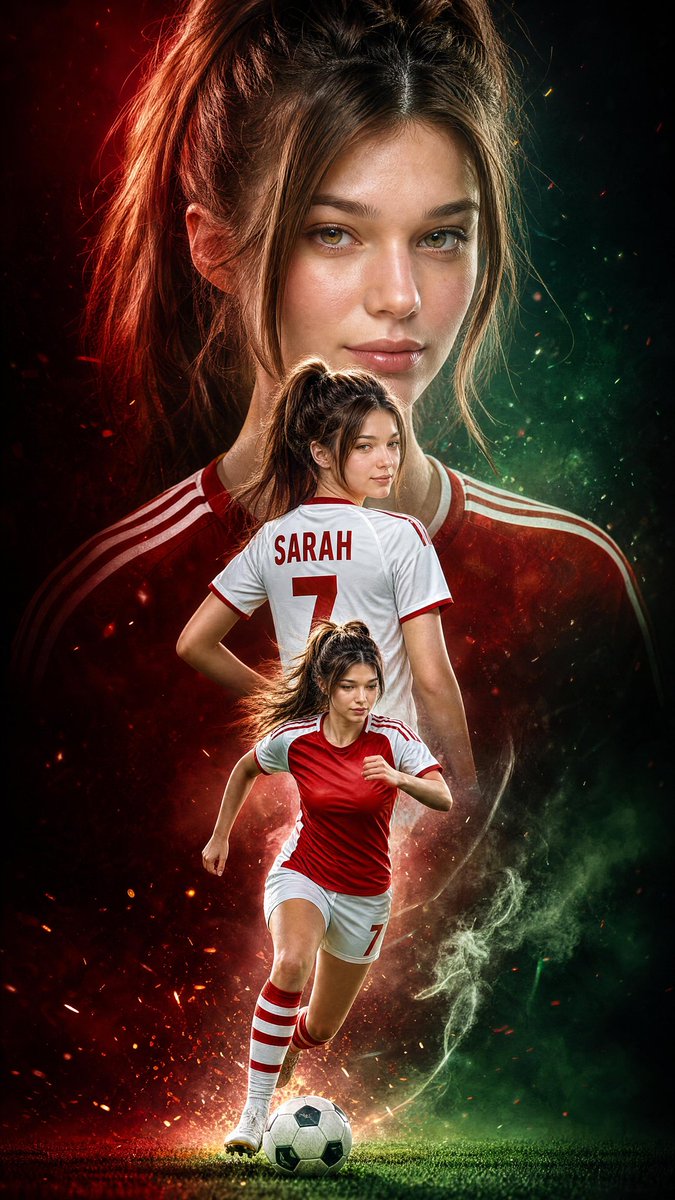 Triple Exposure Sports Poster AI image template preview