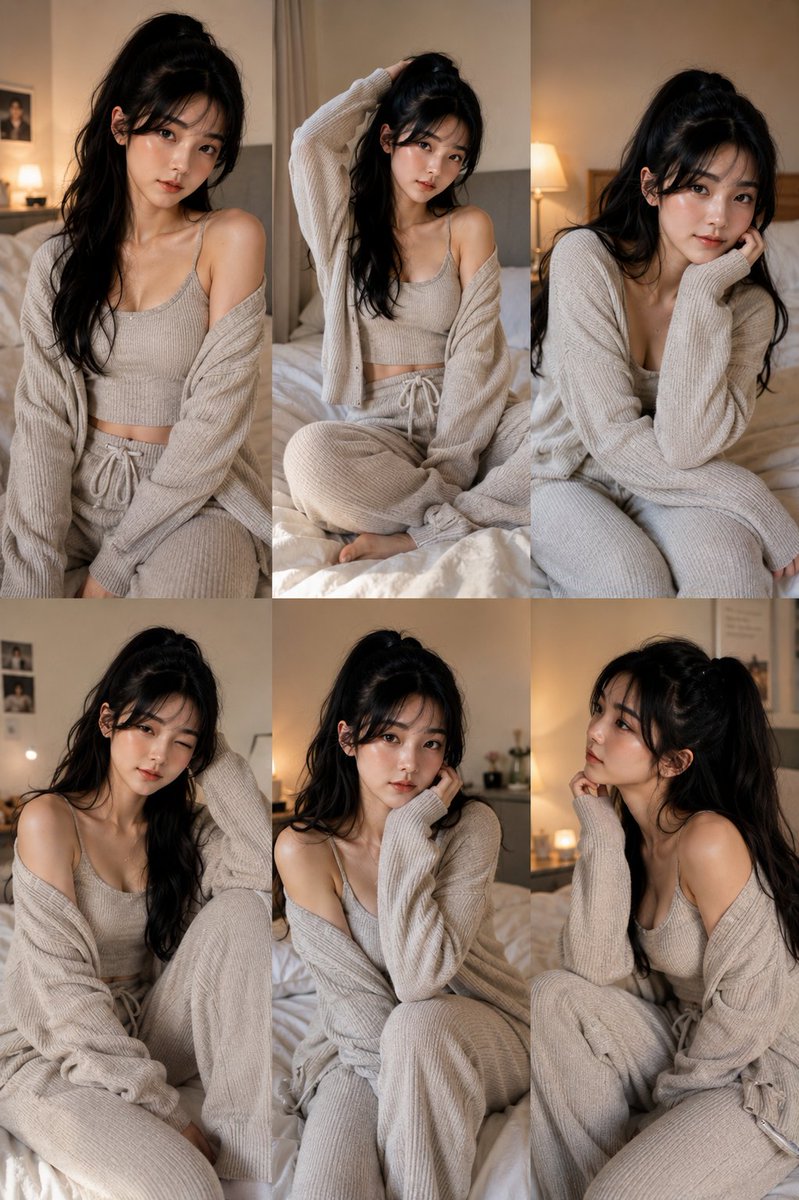 East Asian Woman Lifestyle Collage AI image template preview