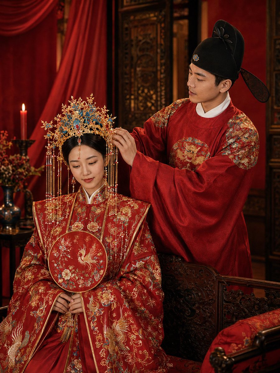 Ming Dynasty Hanfu Wedding Portraits AI image template preview