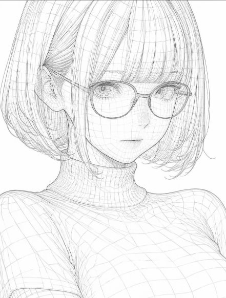 Wireframe Censored Portrait AI image template preview