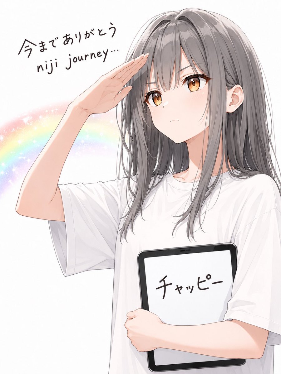Anime Farewell Girl With Tablet AI image template preview