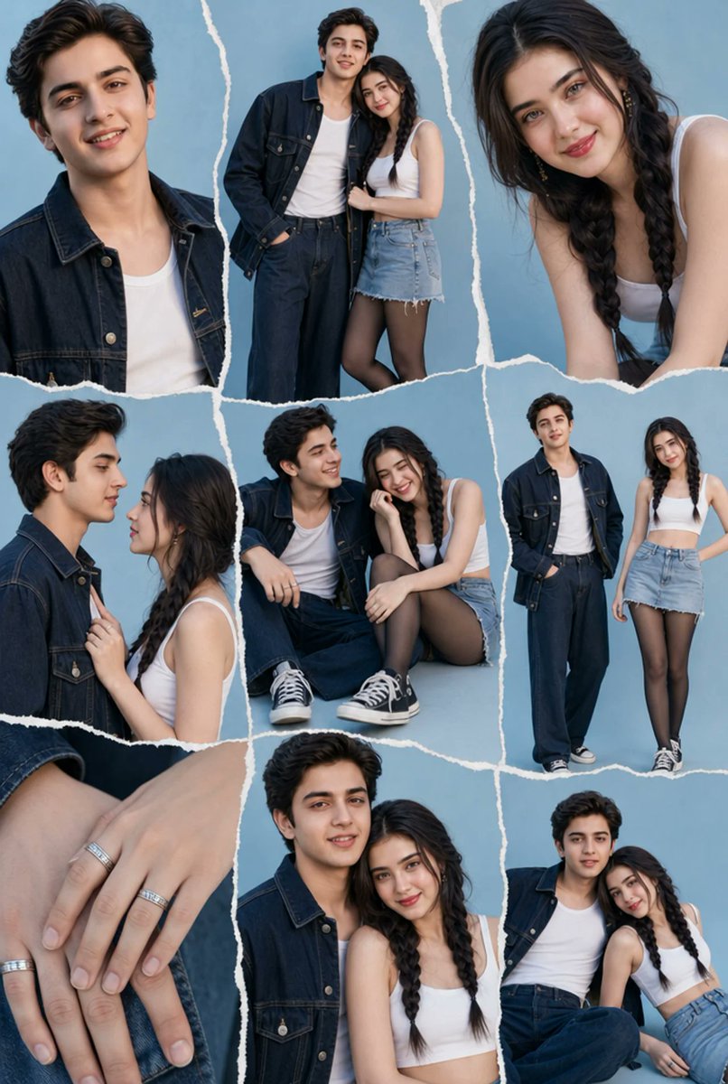 Denim Couple Collage AI image template preview