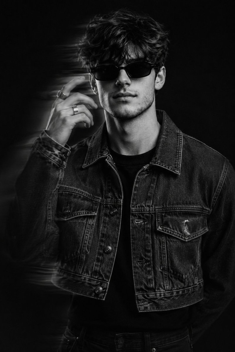 Black and White Editorial Portrait AI image template preview