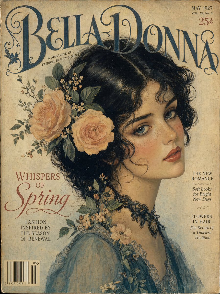 Vintage Gouache Fashion Magazine Cover AI image template preview