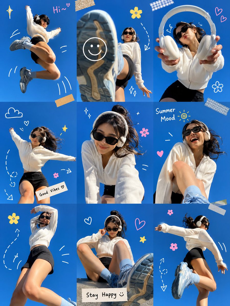 Gen Z Summer Photo Dump Collage AI image template preview