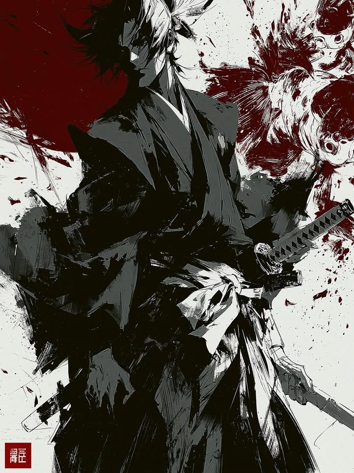 Samurai Ink Wash Painting example 2