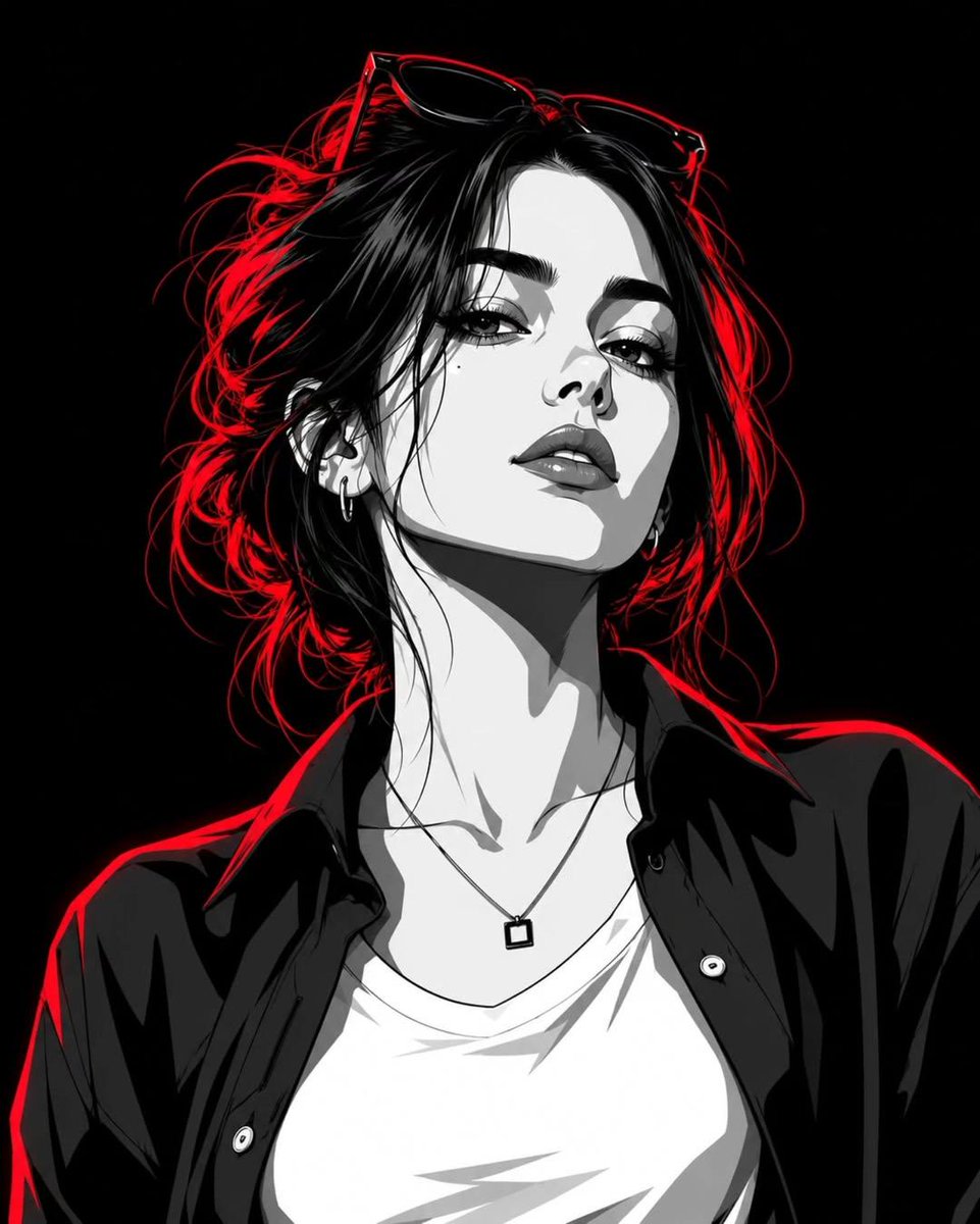 Monochrome Portrait with Neon Rim Light example 2