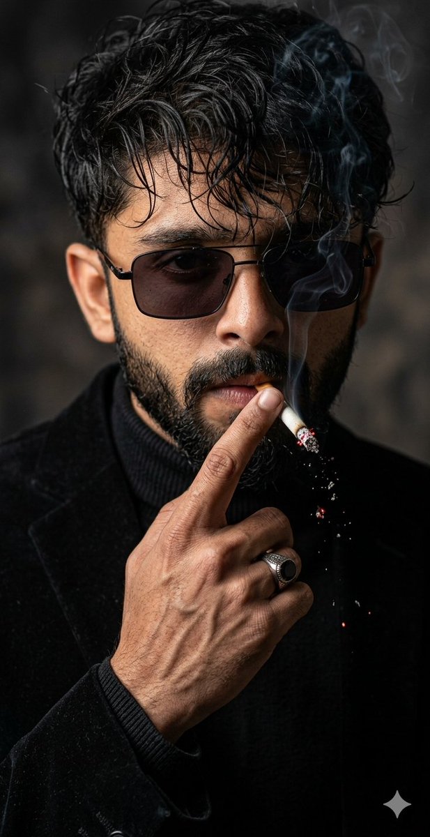 Cinematic Face-Locked Portrait with Cigarette AI image template preview