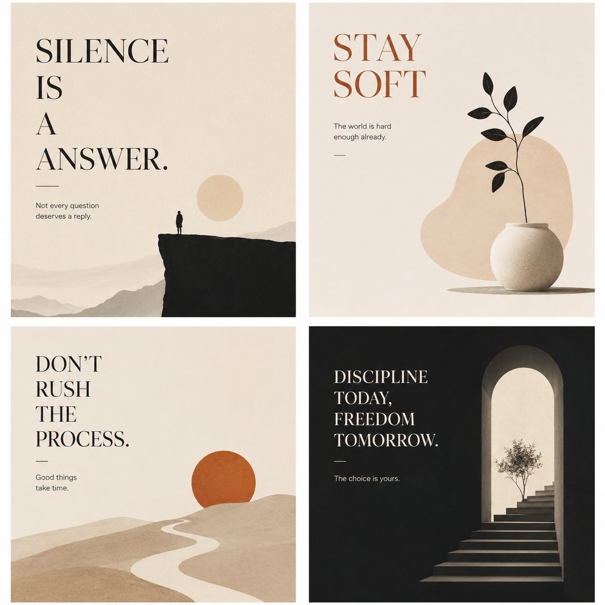 Minimalist Philosophical Poster Grid AI image template preview