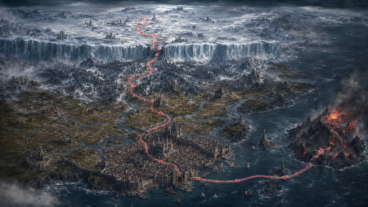 Dark Fantasy Route Map AI image template preview