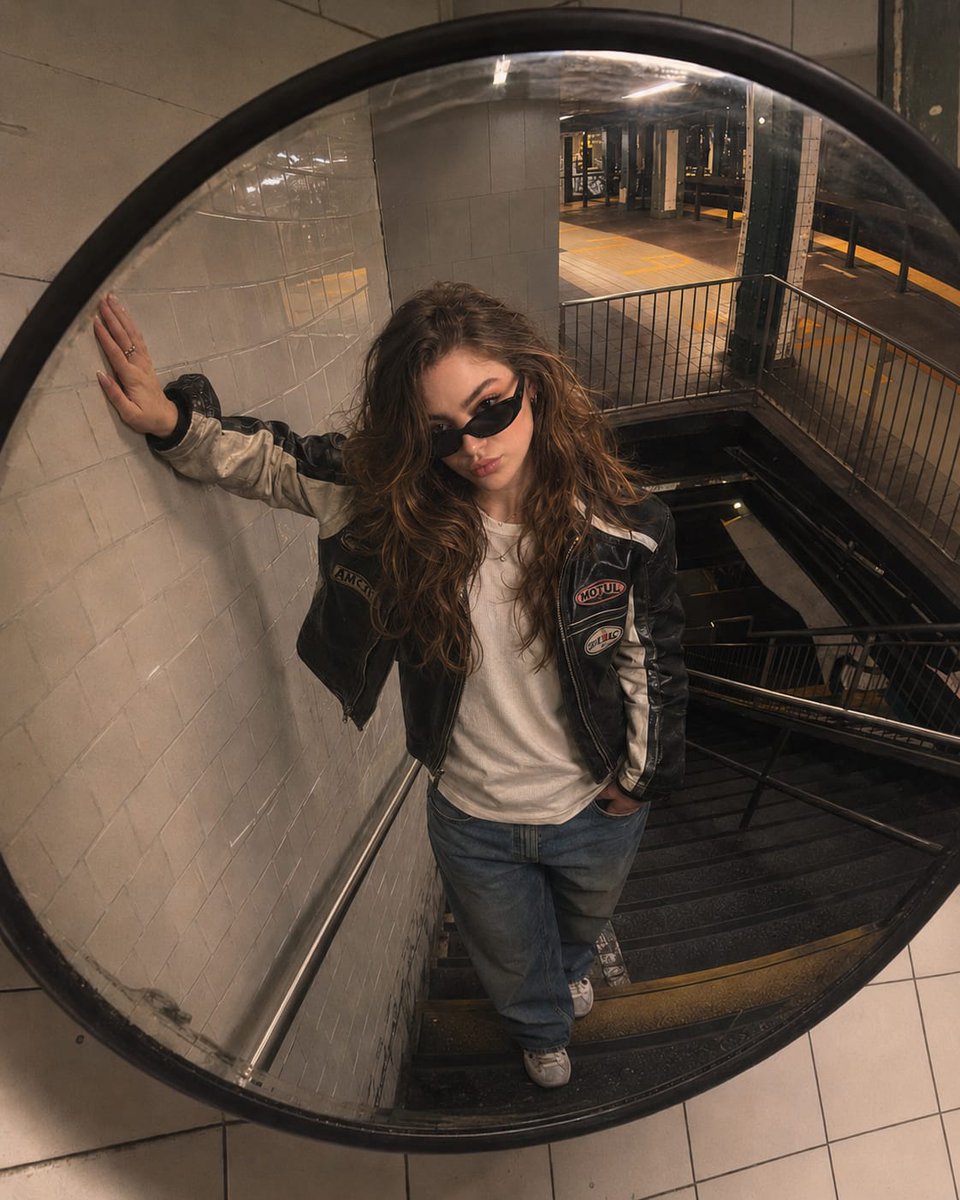 Underground Subway Mirror Portrait AI image template preview