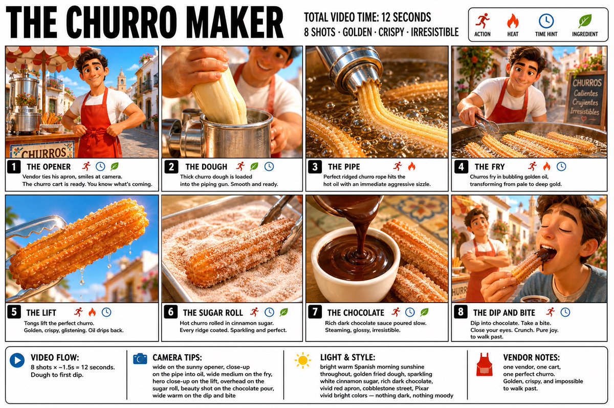 Churro Maker Infographic Storyboard AI image template preview