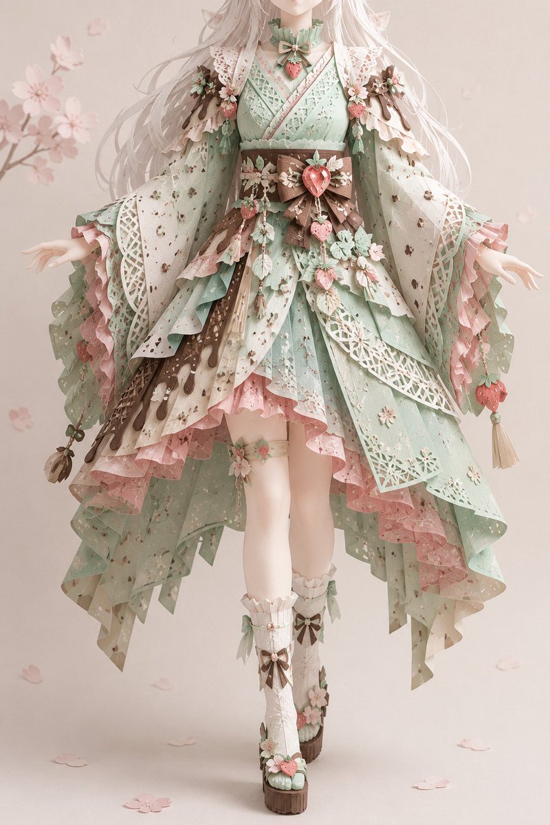 Intricate Kirie Paper-Cut Outfit AI image template preview