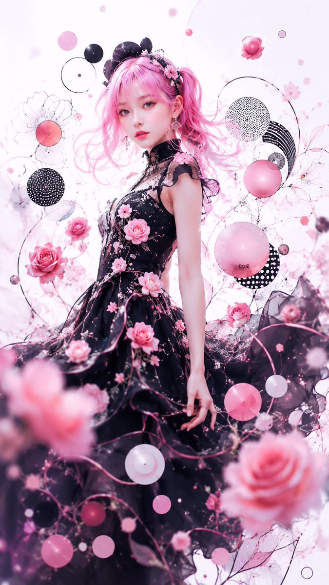 Pink Gothic Floral Fantasy Portrait example 3