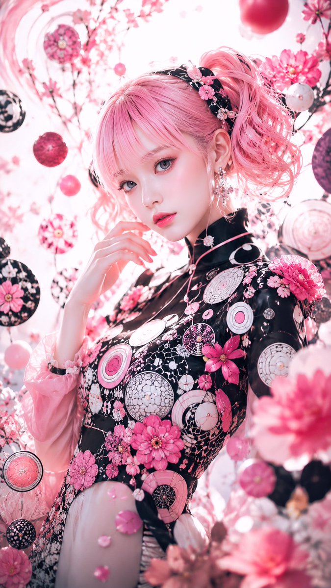 Pink Gothic Floral Fantasy Portrait example 2