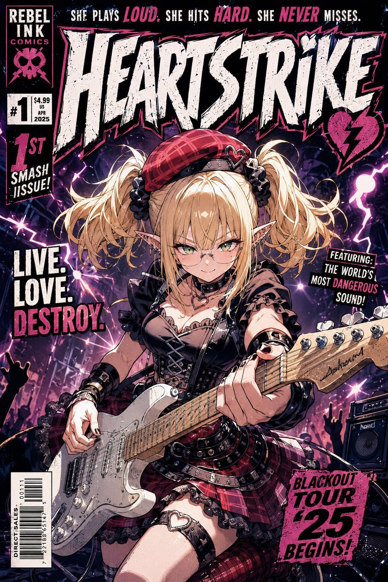 Punk Guitarist Comic Cover AI image template preview