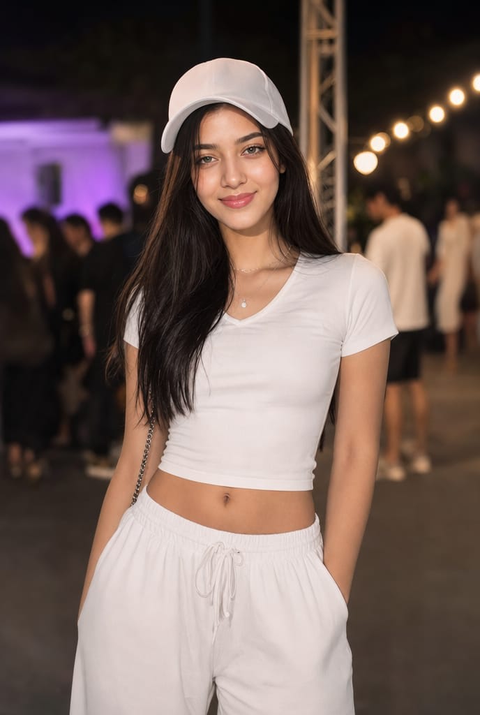 Asian Woman Candid Street Portrait AI image template preview