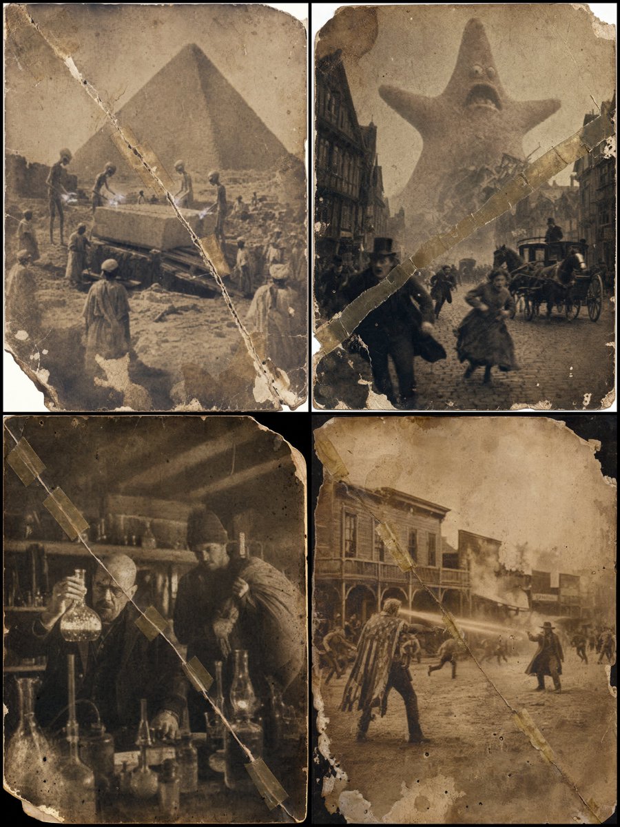 Vintage 1870 Damaged Photograph AI image template preview