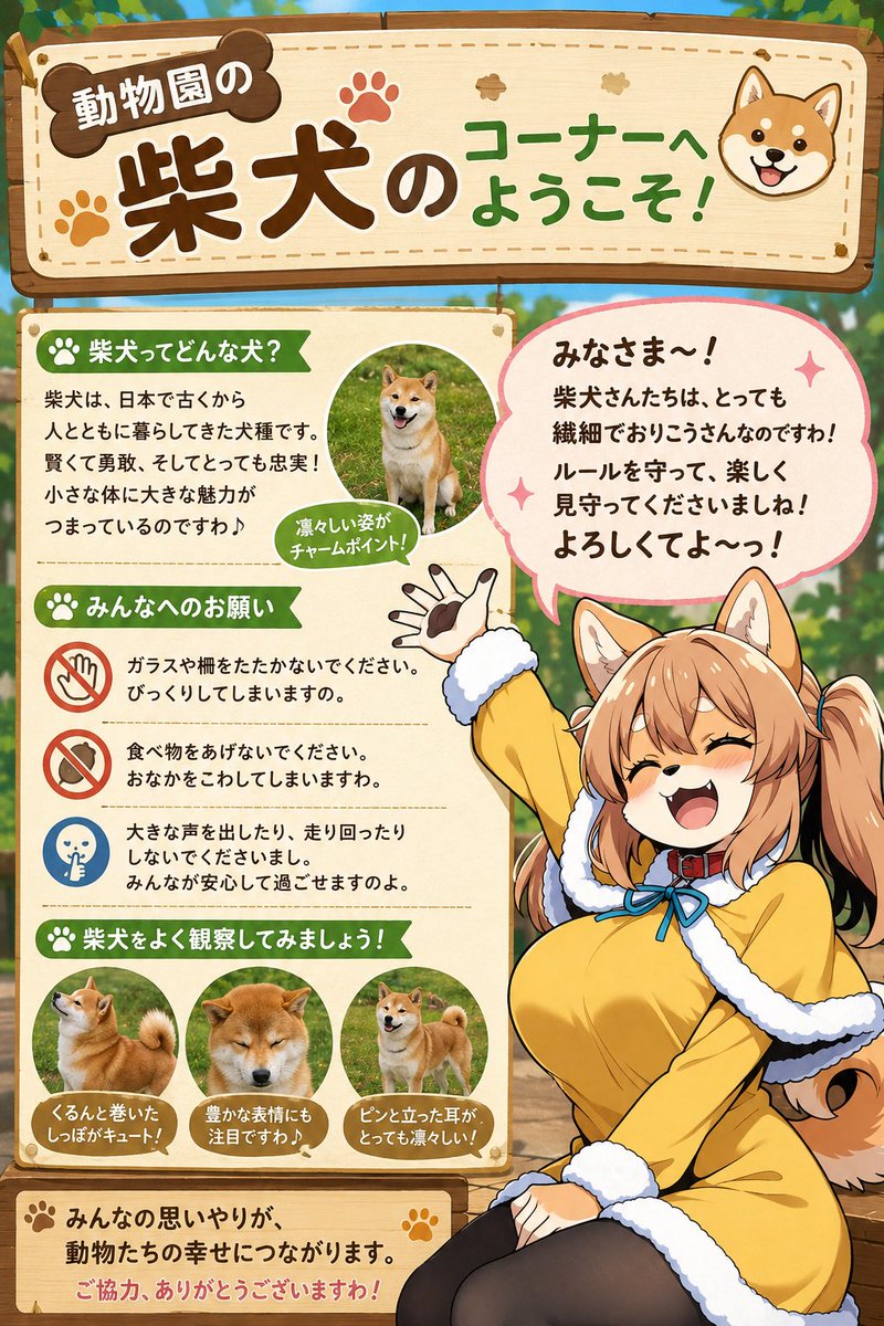 Shiba Inu Zoo Corner Poster AI image template preview
