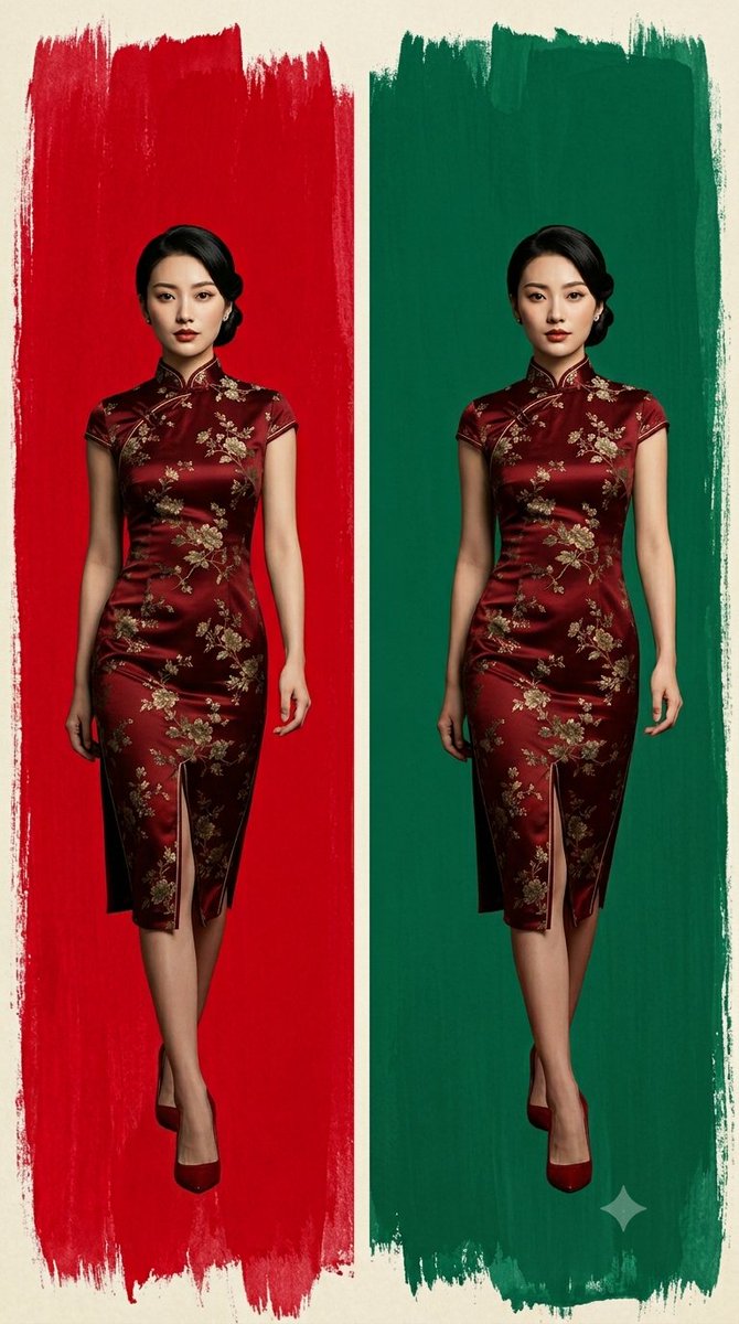Cheongsam Fashion Diptych AI image template preview