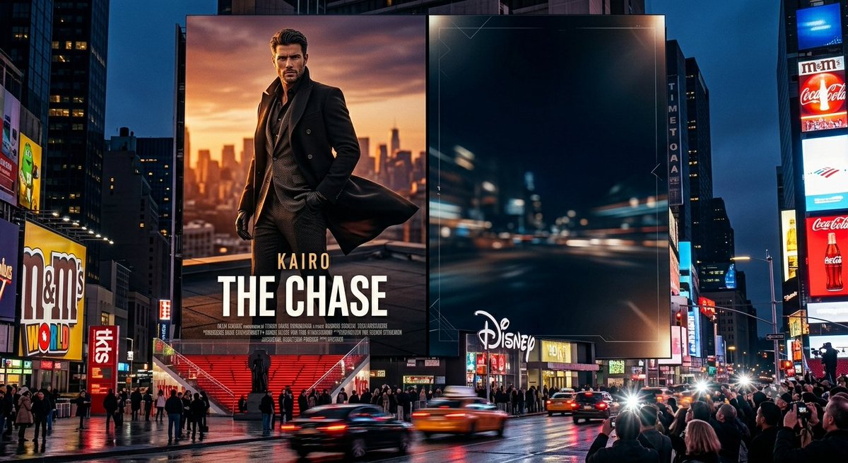 Times Square Movie Billboard Scene AI image template preview