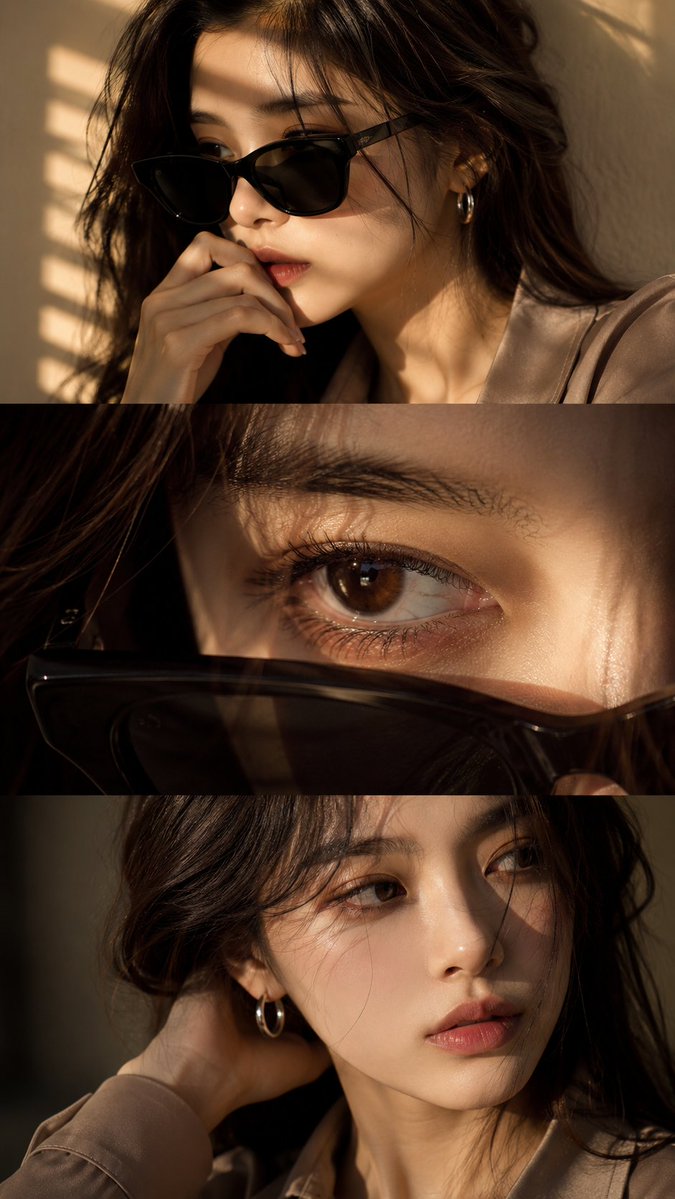 Luxury Editorial Triptych Portrait AI image template preview