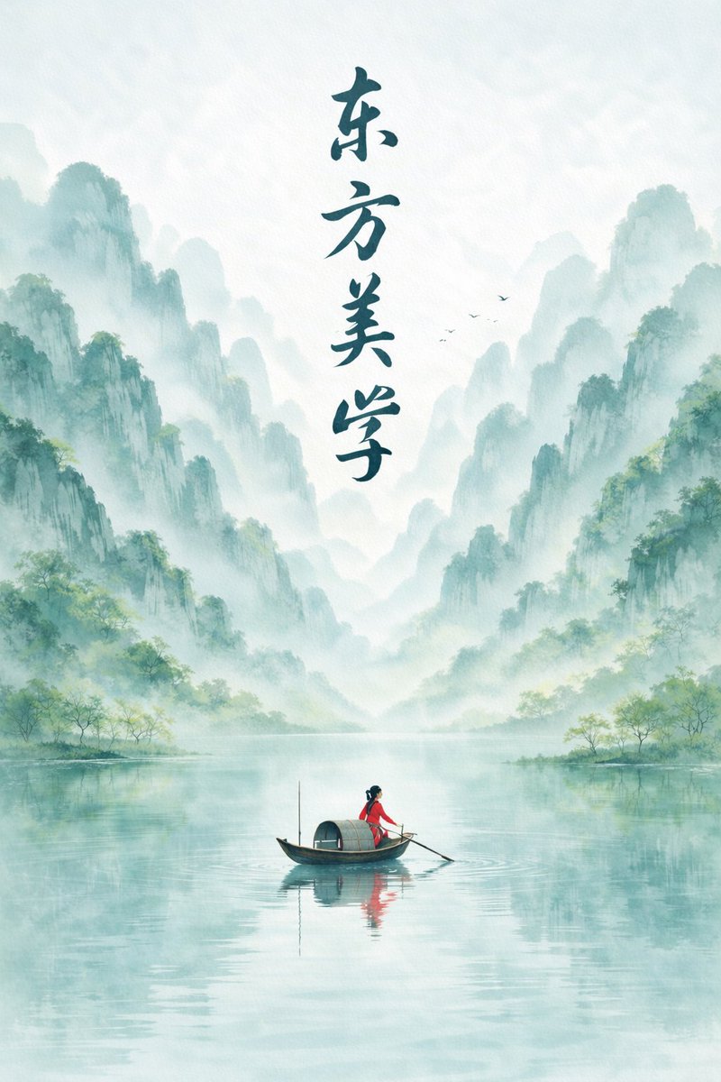 Minimalist Chinese Ink Wash Mist Painting AI image template preview