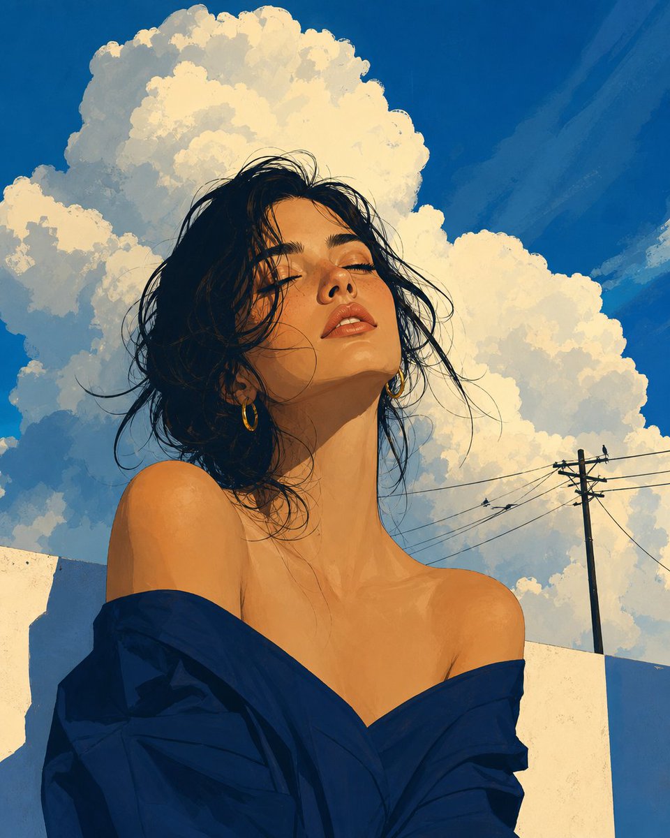 Editorial Fashion Illustration of a Woman Resting AI image template preview