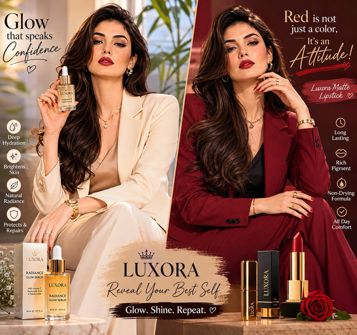 Luxury Beauty Brand Editorial Advertisement AI image template preview