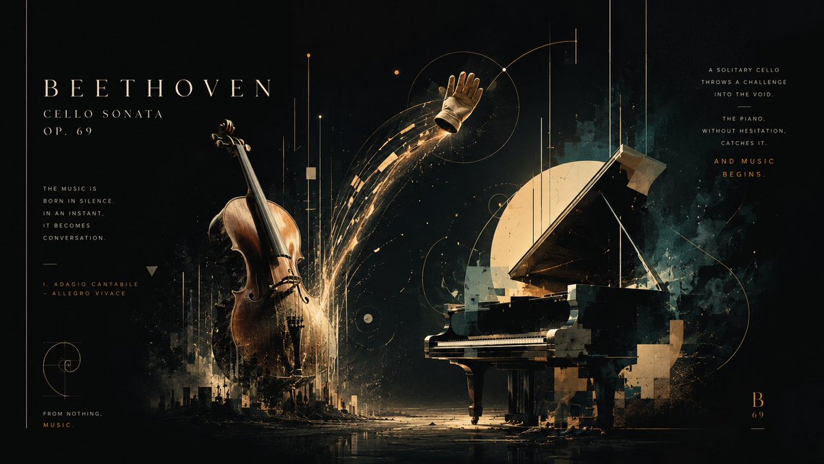 Beethoven Cello Sonata Cosmic Poster AI image template preview